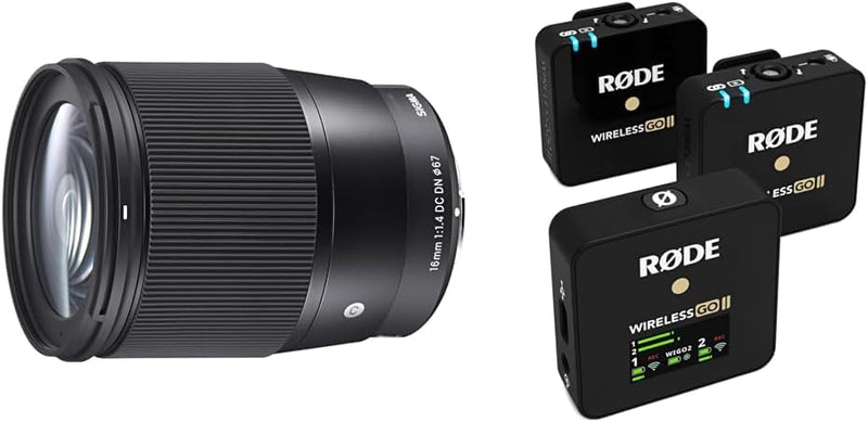 Sigma 16mm F1,4 DC DN Contemporary Objektiv für Sony-E Objektivbajonett & RØDE Wireless GO II Ultrak