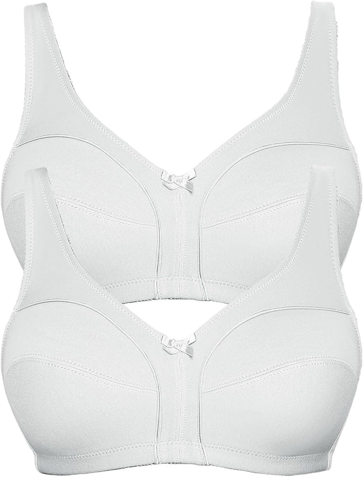 VIANIA! 2er Pack Baumwoll Soft BH Basic 105452 75B Weiss, 75B Weiss
