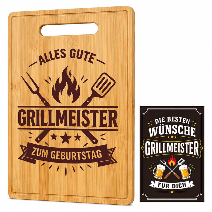 Geburtstagsgeschenk für Männer, Grillmeister Bambus Schneidebrett mit Karte, Grill Geschenk für Mann