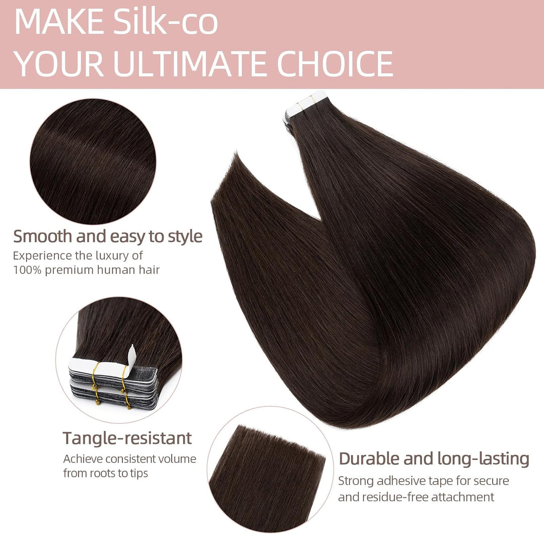 Silk-co Tape in Extensions Echthaar 20stk, leicht Version Tape Extensions Echthaar, Remy Haarextensi