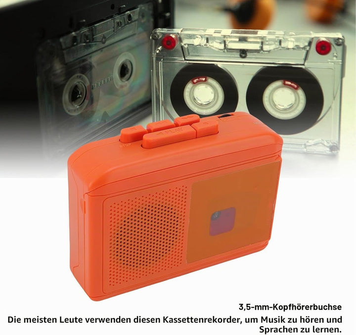 Tonysa Tragbarer Kassettenspieler mit Lautsprecher, Personal Retro Tape Player mit USB C -Kabelstrom