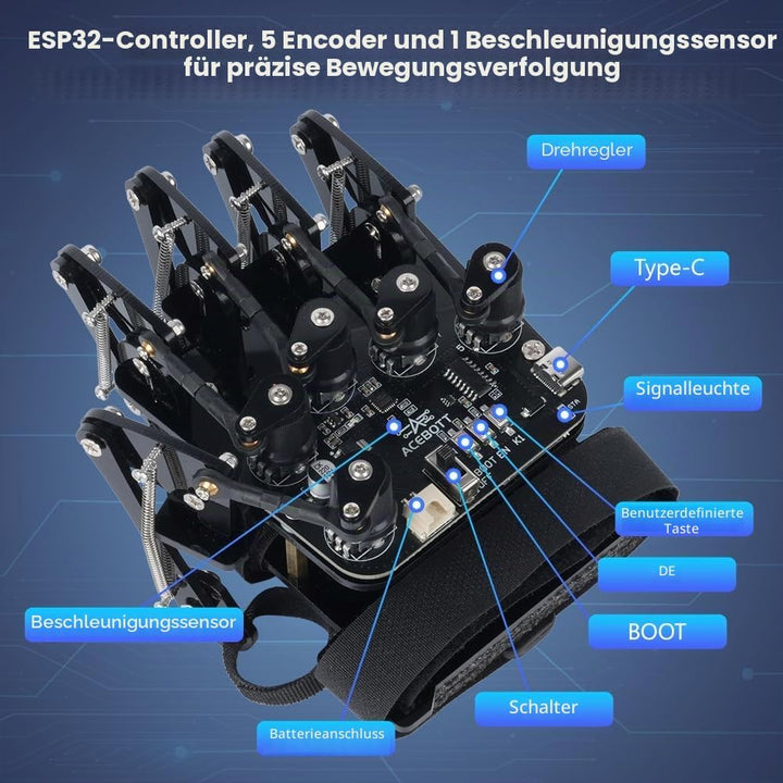 ESP32 Wireless Motion-Sensing Glove Supports Arduino, ACECode & Python，DIY Robotic Mechanical Hand S