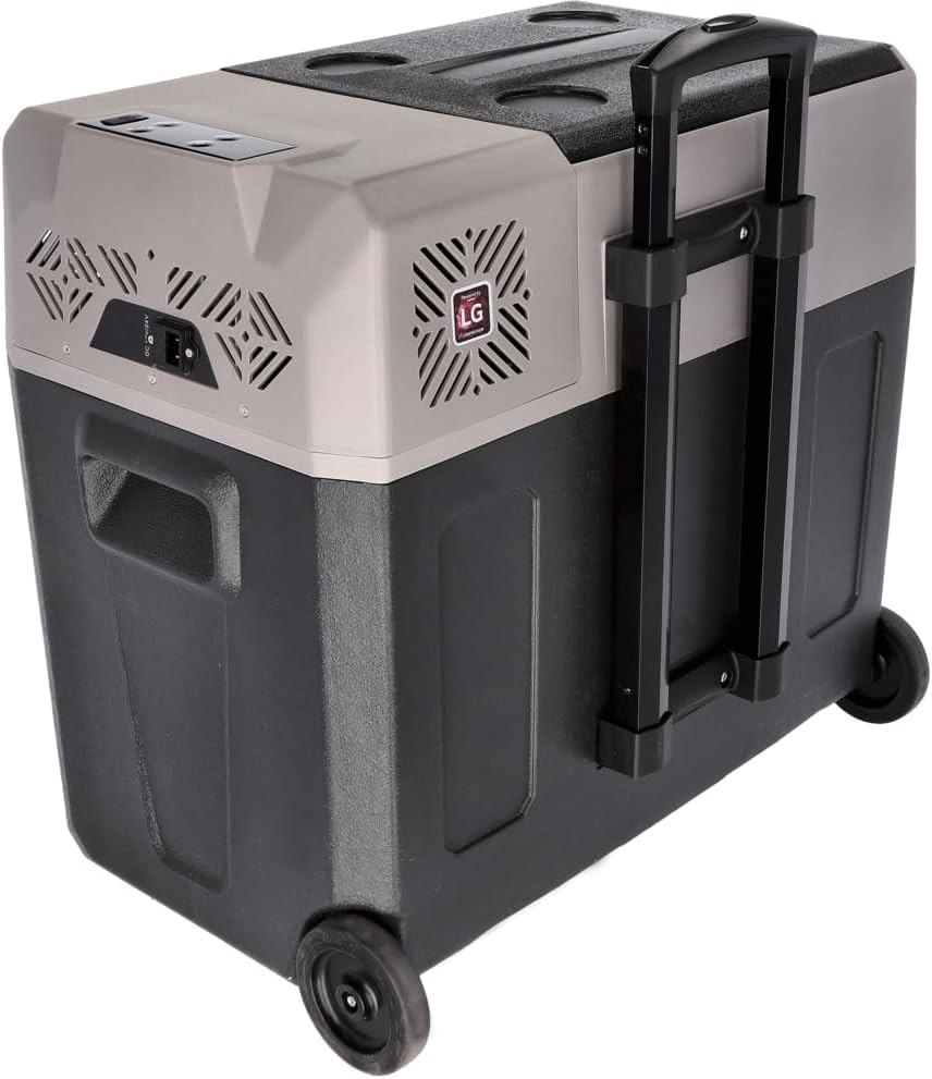 BERGER Kompressor Kühlbox B50-T 49 L │ 12V, 24V, 230V Stecker │ Elektrische Auto Kühlbox mit Rollen
