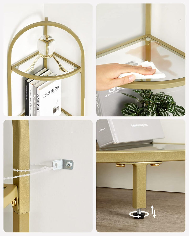 VASAGLE Eckregal 5 Ebenen, Bücherregal, Pflanzenregal, Standregal, Badezimmerregal, Ablagen aus Hart