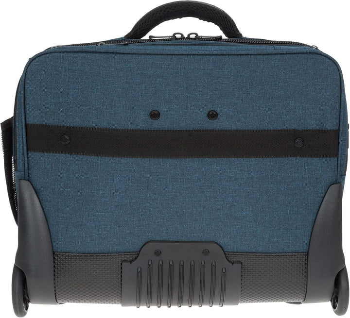 Trolley Pilotentrolly mit Polstertasche 17 Zoll [41 cm x 29 cm] + Ledermäppchen (DARKBLUE Two Tone),