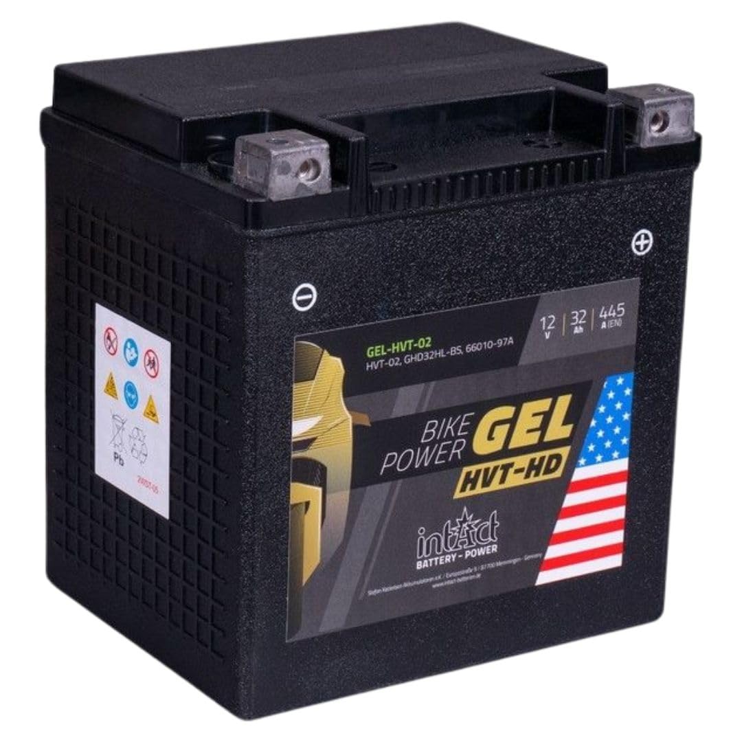 intAct - Gel HVT-02 MOTORRADBATTERIE - Motorrad Batterie Perfekt für Harley Davidson & andere hubrau