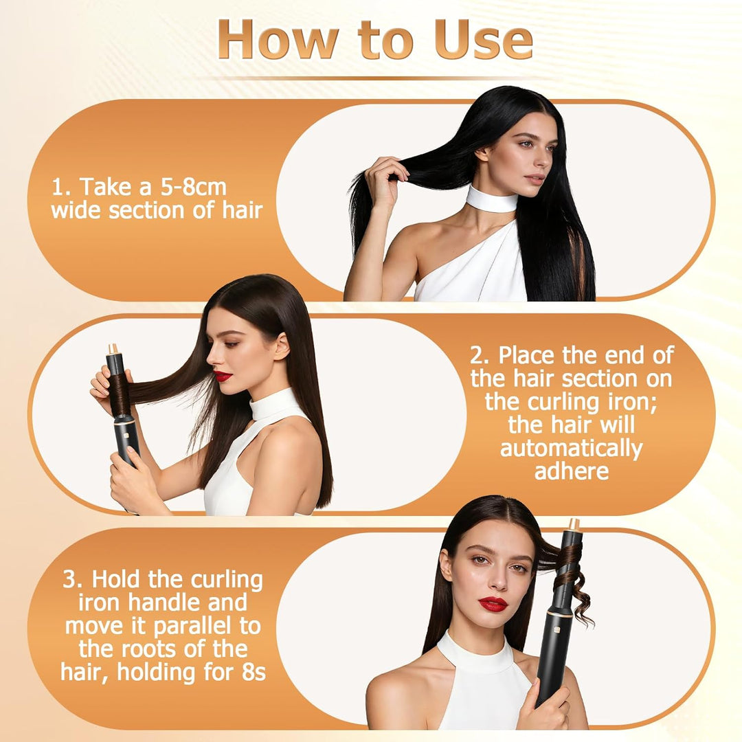 5 in 1 Airstyler Warmluftbürste 1000W Ionen - Hair Styler Set mit Rundbürstenföhn, Lockenstab & Styl