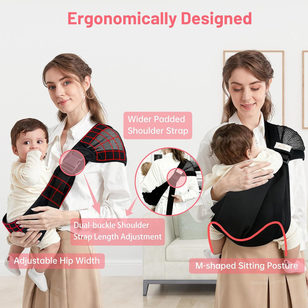 Hüfttrage Baby, Ergonomischer Babytrage Verbesserter-Verbreiterter Tragriemen, Eitentrage Erweiterba