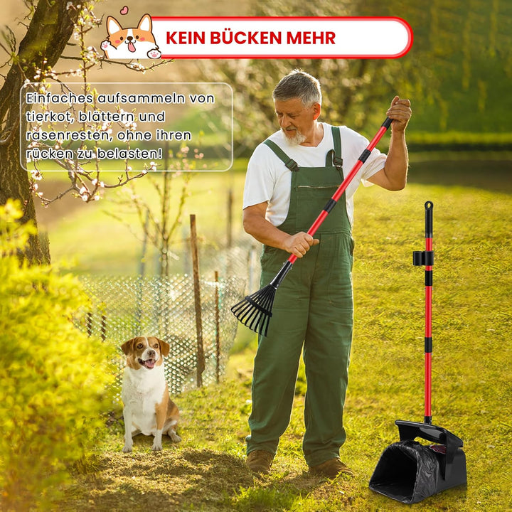 Ormalla Hundekotschaufel Schwenkbehälter Und Rechen Mit 60 Hundekotbeutel, Hundekotsammler Für Gross