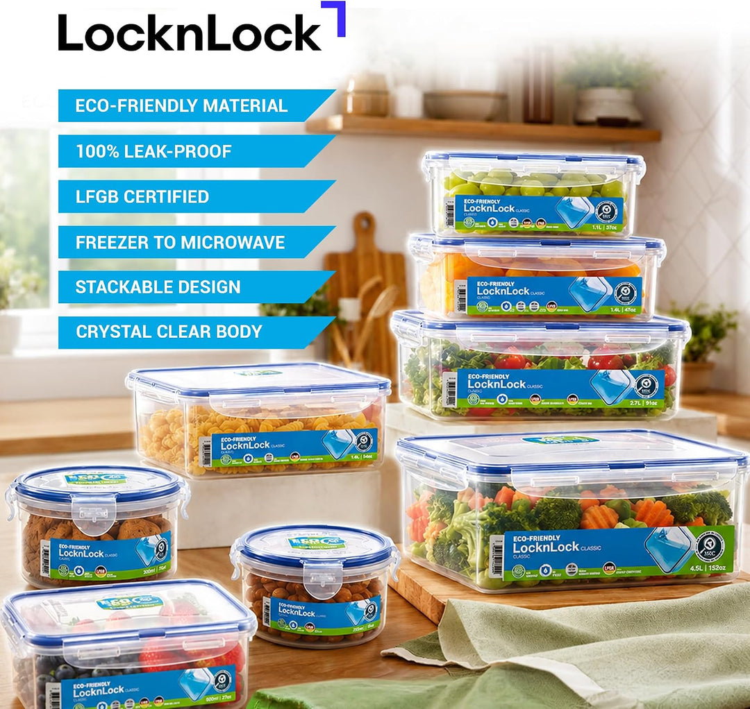 Lock &amp; Lock HPL823 Frischhaltebox, quadratisch, 870 ml, 6 Stück