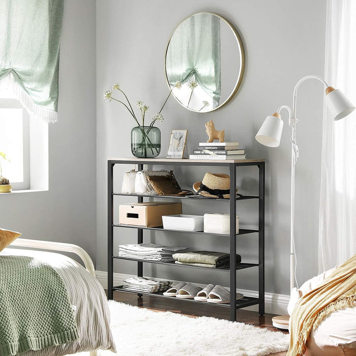 VASAGLE Schuhregal, Schuhablage mit 4 Gitterebenen und grosszügiger Oberfläche für Taschen, für den