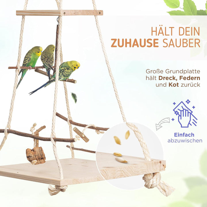 Atemberaubender Vogelspielplatz hängend mit vielen Sitzstangen ! Tolles Vogelspielzeug für Wellensit