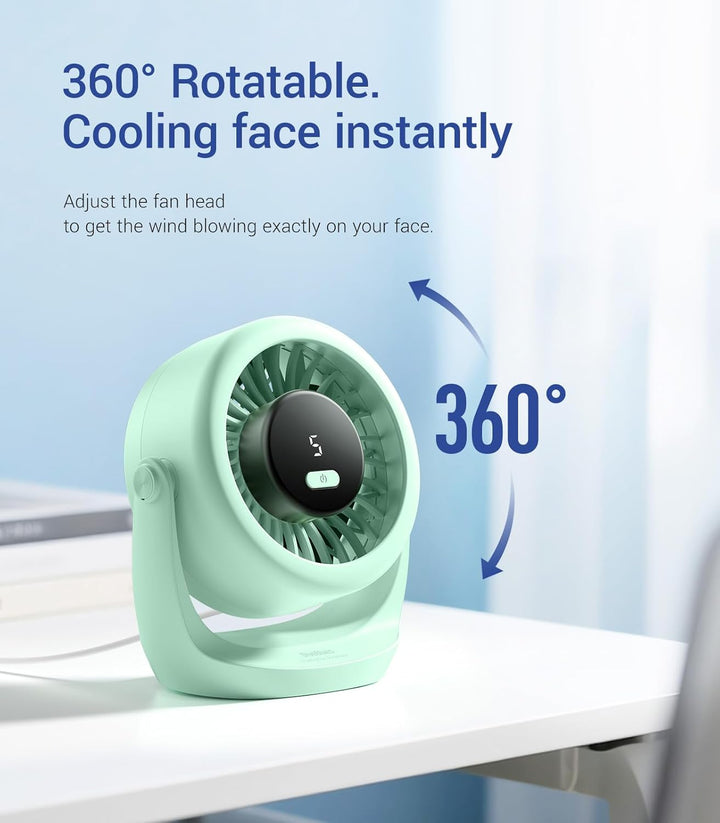 Diveblues USB Turbo Tischventilator, Ultra-Leiser Mini Ventilator, Leistungsstarker Wind, LED-Displa