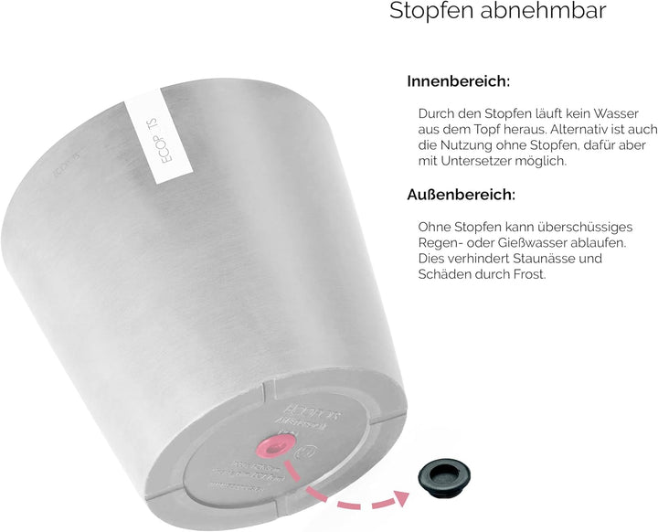 Ecopots Blumentopf Amsterdam Dunkel Grau - Durchmesser Ø 30 cm rund gross - Pflanzentopf aus Recycli