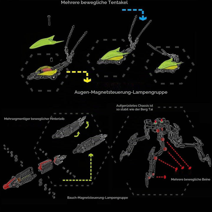 Bunte 3D Metall Puzzle Erwachsene Mantis mit Licht, 3D Modellbausatz Metall für Erwachsene mit Werkz