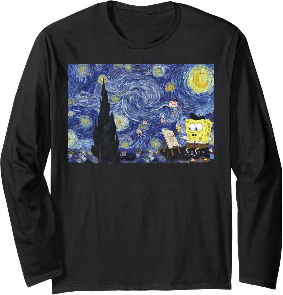 SpongeBob SquarePants Starry Night Painting Langarmshirt