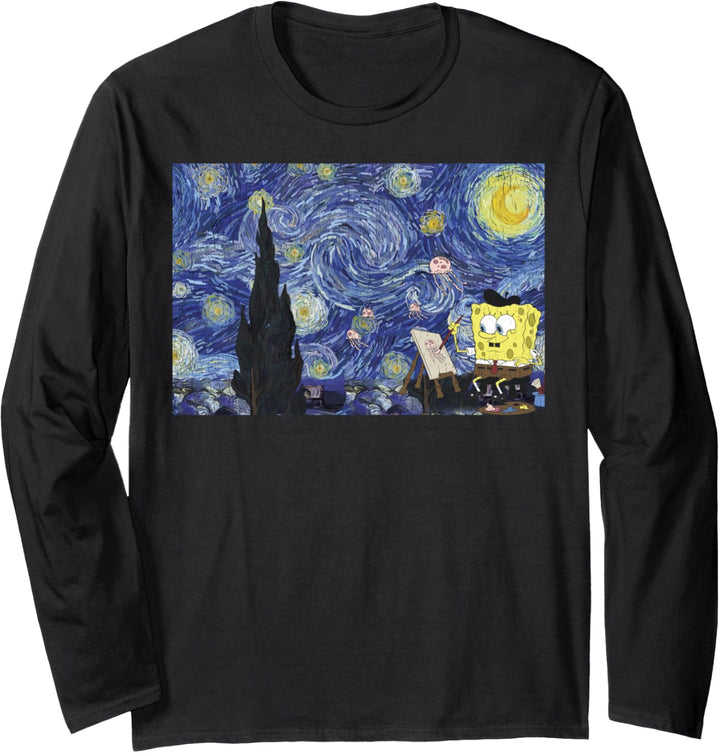 SpongeBob SquarePants Starry Night Painting Langarmshirt
