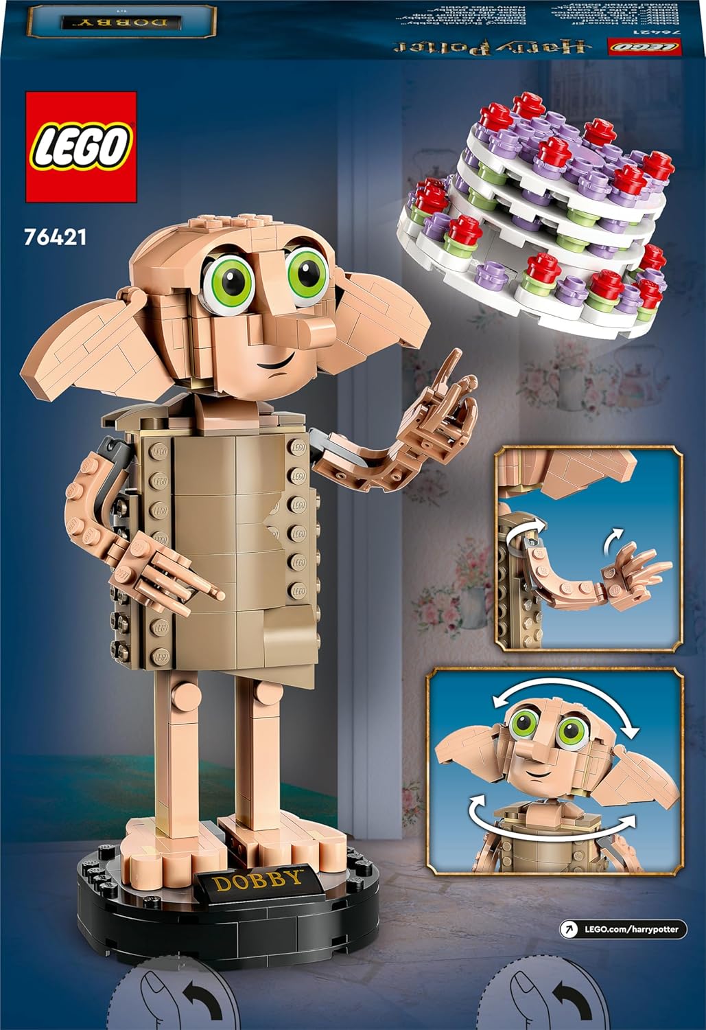 LEGO Harry Potter Dobby der Hauself Set, bewegliche ikonische Figur, Spielzeug, Schlafzimmer Accesso