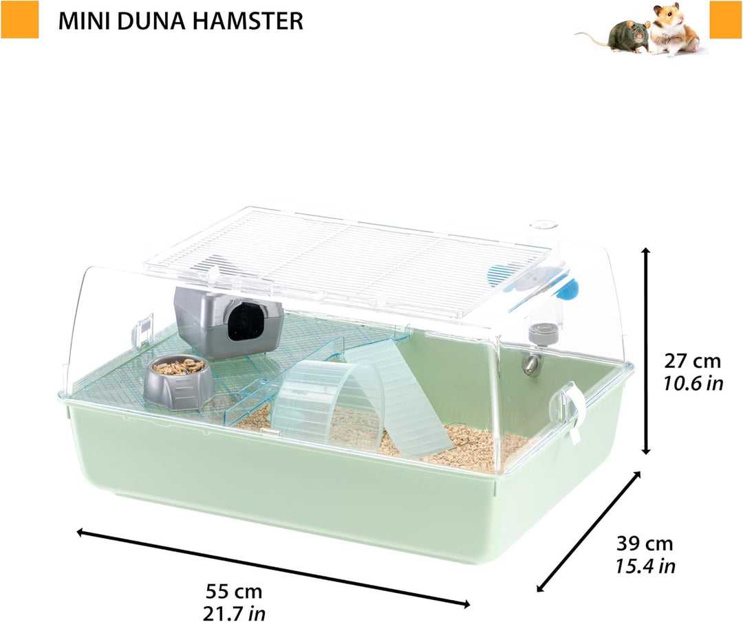 Ferplast Hamsterkäfig, Mäusekäfig MINI DUNA HAMSTER Zweistöckiger kleiner Käfig, Lüftungsgitter, Tra