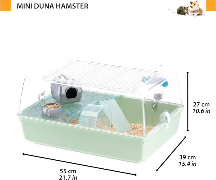Ferplast Hamsterkäfig, Mäusekäfig MINI DUNA HAMSTER Zweistöckiger kleiner Käfig, Lüftungsgitter, Tra
