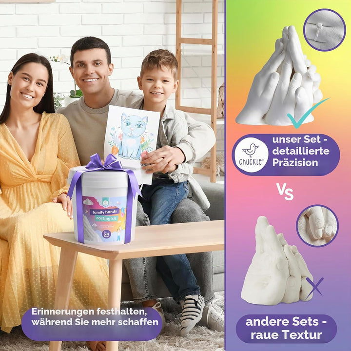 chuckle XL 3D Gipsabdruck Handabdruck Set Für Paare Und Familien – Kreatives Gipsabdruck Set Für Hoc