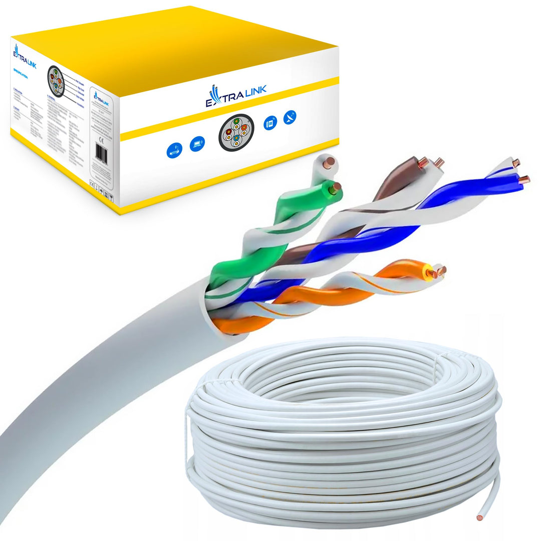 EXTRALINK 305m CAT5e Netzwerkkabel LAN Verlegekabel Innenbereich – 100% Kupfe U/UTPr, PVC Mantel, bi