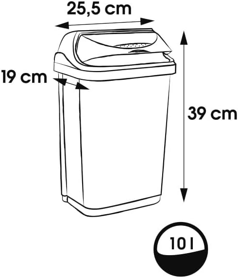 keeeper rasmus 2x Abfallbehälter mit Rolldeckel, 10 l, 25,5 x 19 x 39 cm, Light Silver Silber 2x 10