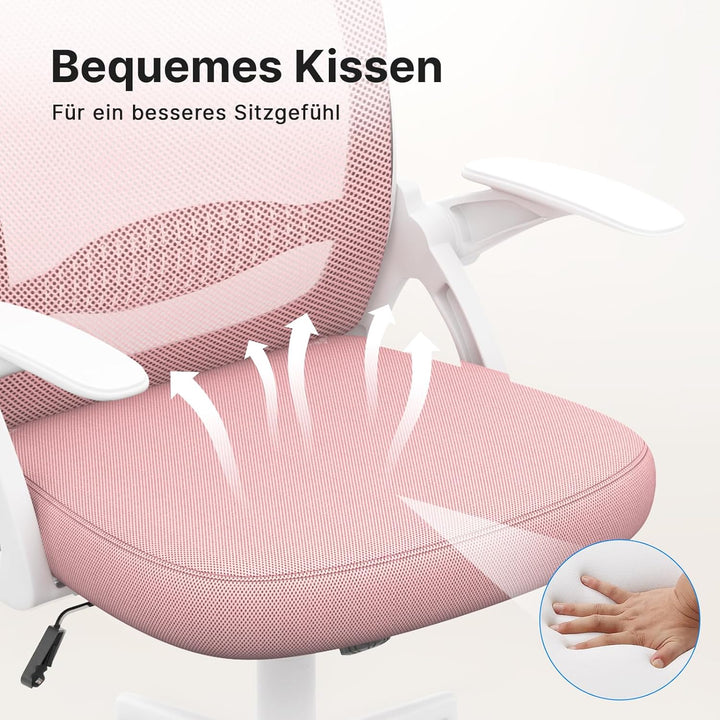 naspaluro Bürostuhl, Ergonomischer Schreibtischstuhl mit Atmungsaktiv Netzbespannung, Hochklappbare