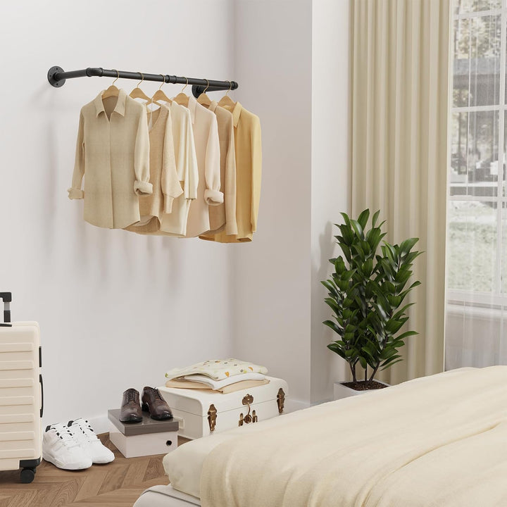 Yawinhe Kleiderstangen für die Wand, 80cm industrieller Rohr-Kleiderständer zur Wandmontage, Platzsp