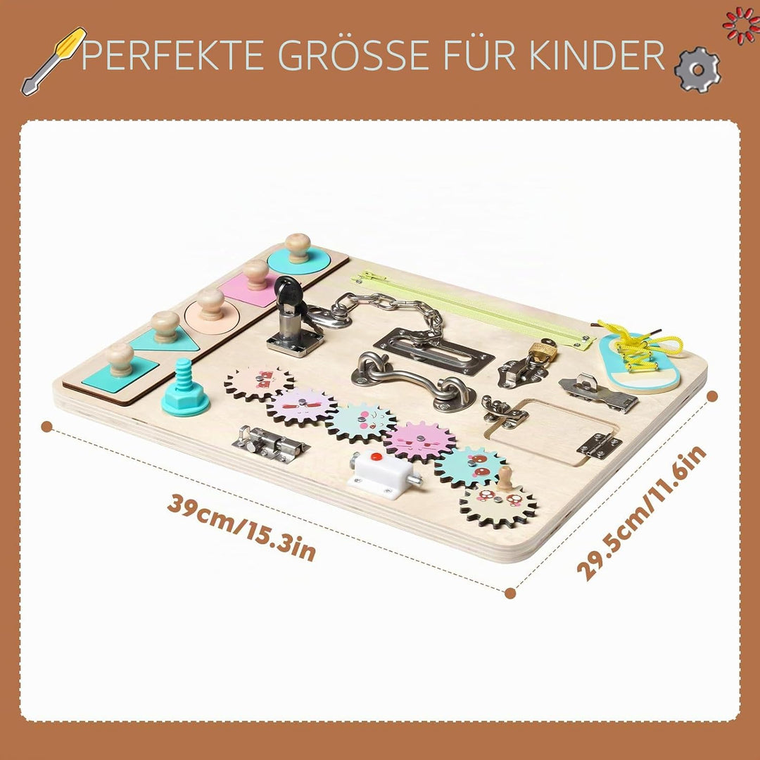 NUKied Busy Board für Kleinkinder,Holz Montessori Busy Board,Baby Pädagogisches Sensorik Spielzeug f