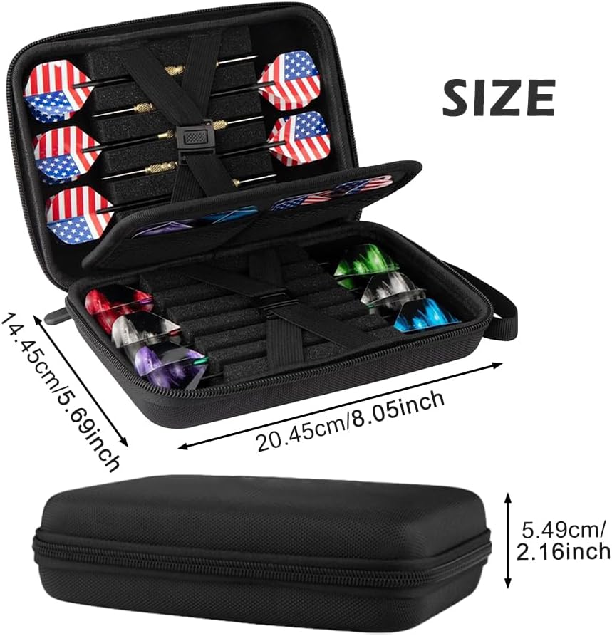 POHOVE Darts Tasche, Dauerhaft Darttasche für 12 Darts und Weiteres Dart-Zubehör, Perfekte Dartaufbe