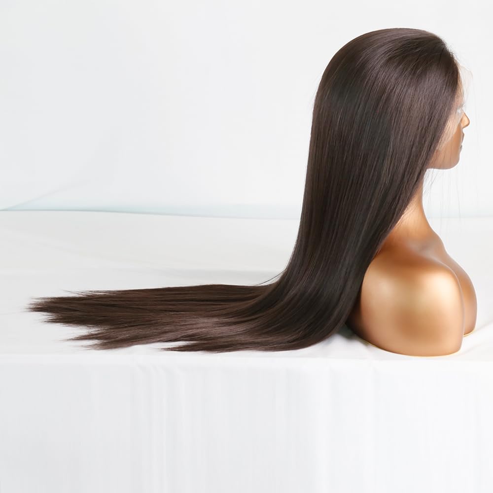 Greenmirr Brown Lace Front Perücke Lange Gerade 13X4 Lace Beheizte Synthetische Ersatz Perücke für F