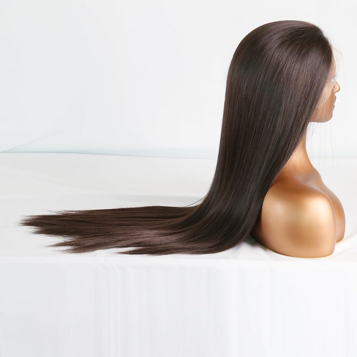 Greenmirr Brown Lace Front Perücke Lange Gerade 13X4 Lace Beheizte Synthetische Ersatz Perücke für F
