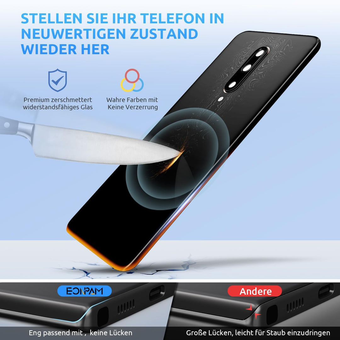 Eonpam Akkudeckel für OnePlus 7T Pro Rückseite Glas Original Backcover Back Glas Ersatz Reparatur Se
