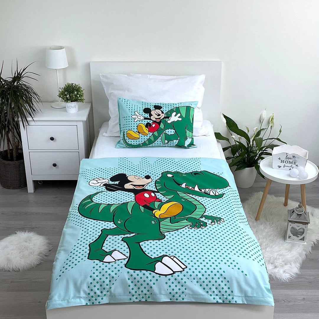Kinderbettwäsche Dinosaurier - Disney Dinosaurier Kleinkind Bettwäsche mit Mickey Maus - Dinosaurier