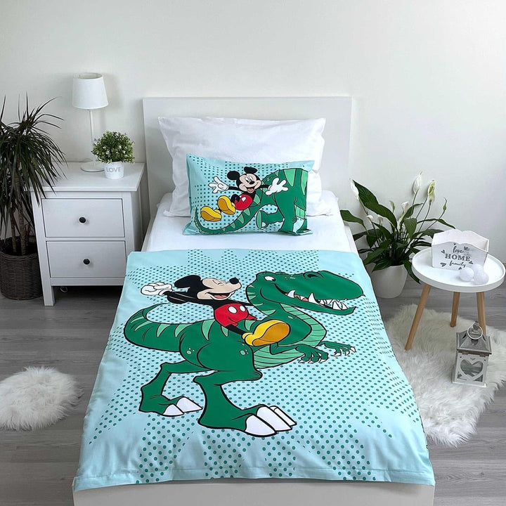 Kinderbettwäsche Dinosaurier - Disney Dinosaurier Kleinkind Bettwäsche mit Mickey Maus - Dinosaurier