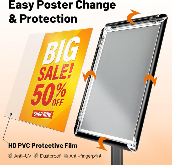 VAIIGO Heavy Duty Sign Holder Poster Stand, Adjustable Menu Display Stand Floor Standing Sign Holder