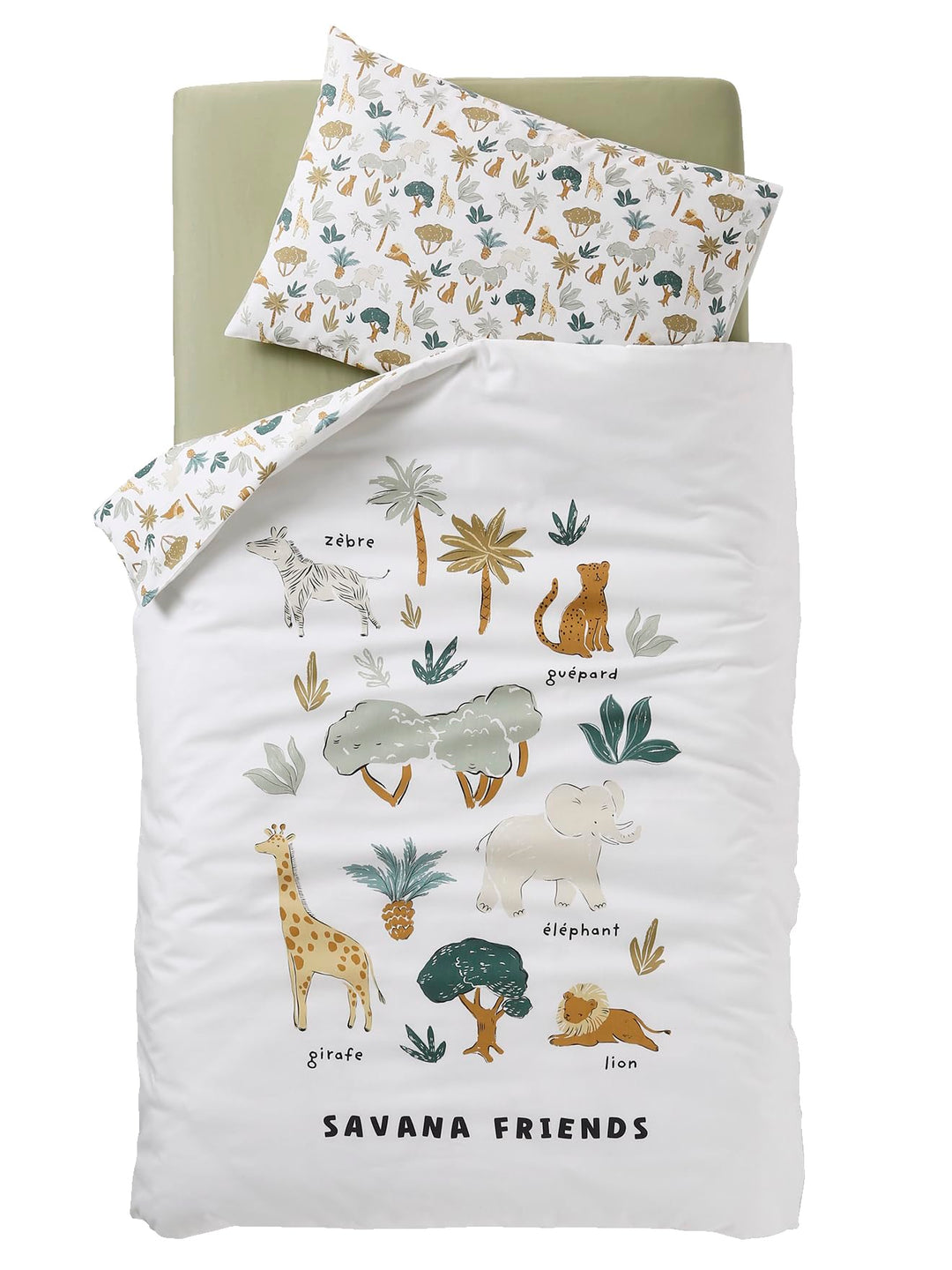 VERTBAUDET Bettwäsche Bettbezug + Kissenbezug Baby Savana Mehrfarbig 80 x 120 cm 40 x 60 cm Mehrfarb