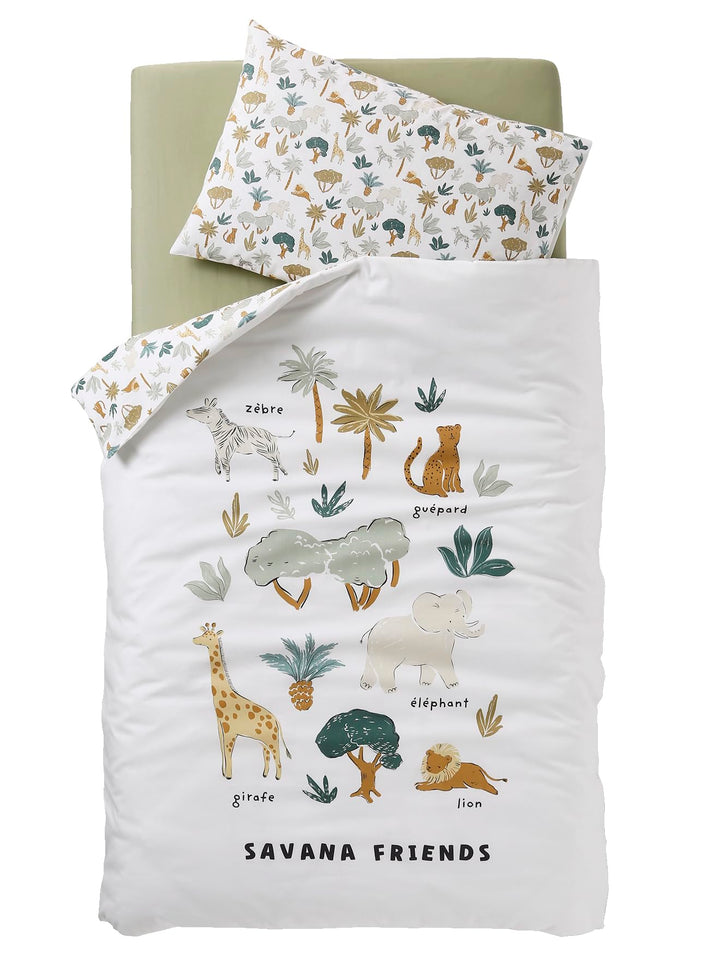 VERTBAUDET Bettwäsche Bettbezug + Kissenbezug Baby Savana Mehrfarbig 80 x 120 cm 40 x 60 cm Mehrfarb