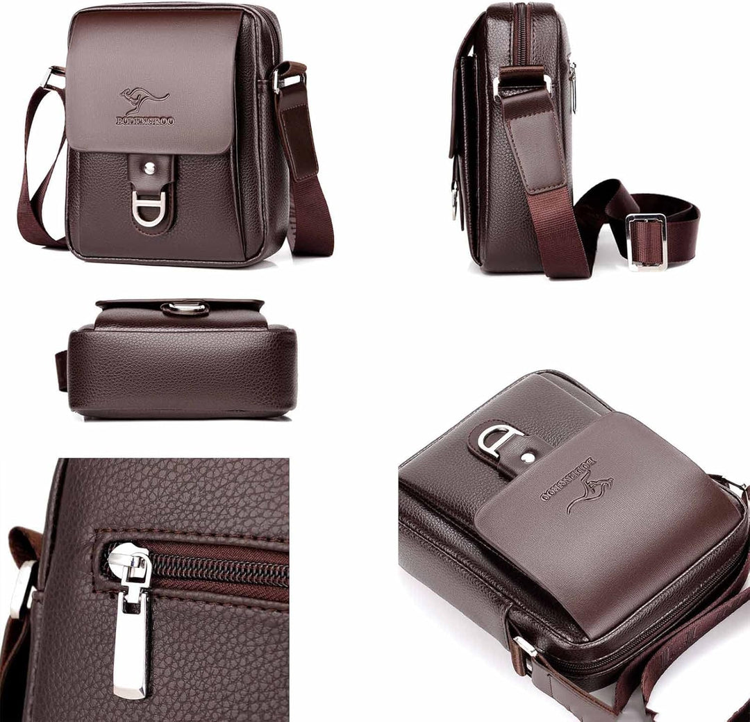 Ledertasche Herren, Männer Umhängetasche Schultertasche, Herren Tasche Leder für Tablet, Unitasche B