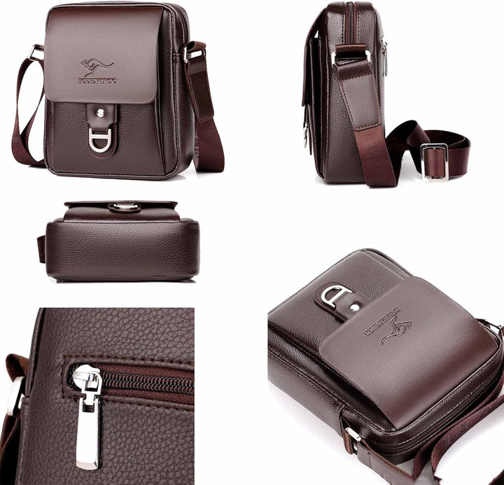Ledertasche Herren, Männer Umhängetasche Schultertasche, Herren Tasche Leder für Tablet, Unitasche B