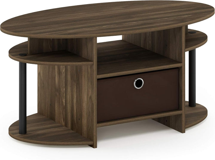 Furinno Jaya Couchtische, Beistelltisch, Columbia Walnuss/Schwarz, 89.9 (Breite) x 41.7 (Höhe) x 50