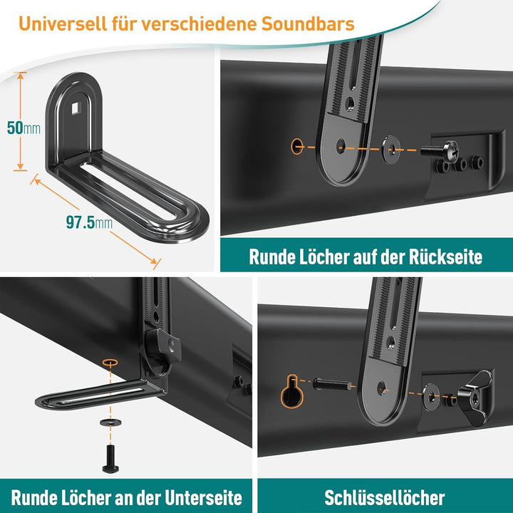 ELIVED Soundbar Halterung für die meisten Soundbars bis zu 6.8 kg, Soundbar-TV-Halterung, werkzeuglo