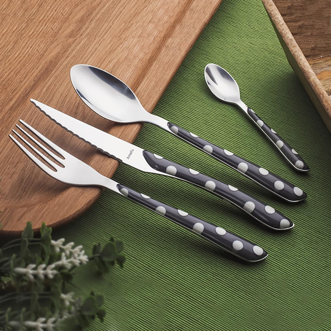 Amefa 2234AAMBA1B60 ECLAT Besteckset, gepunktet, 16-teilig, ABS Edelstahl, rostfrei, grau, Ménagère