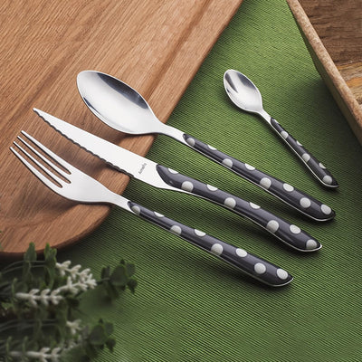 Amefa 2234AAMBA1B60 ECLAT Besteckset, gepunktet, 16-teilig, ABS Edelstahl, rostfrei, grau, Ménagère