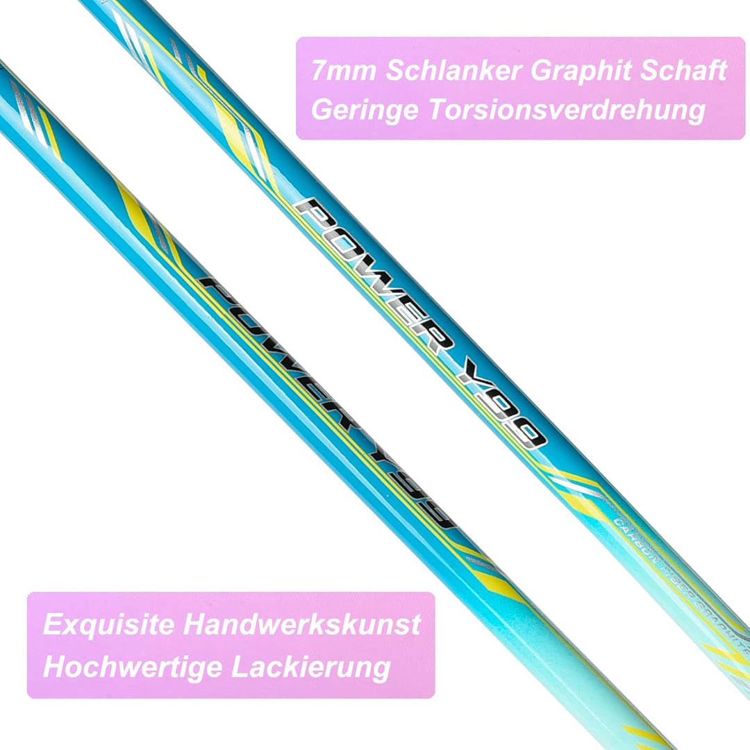 Badminton Set mit 2 Graphit Schläger - Kratzfestes Design - Federball Set für Erwachsene Incl. Feder