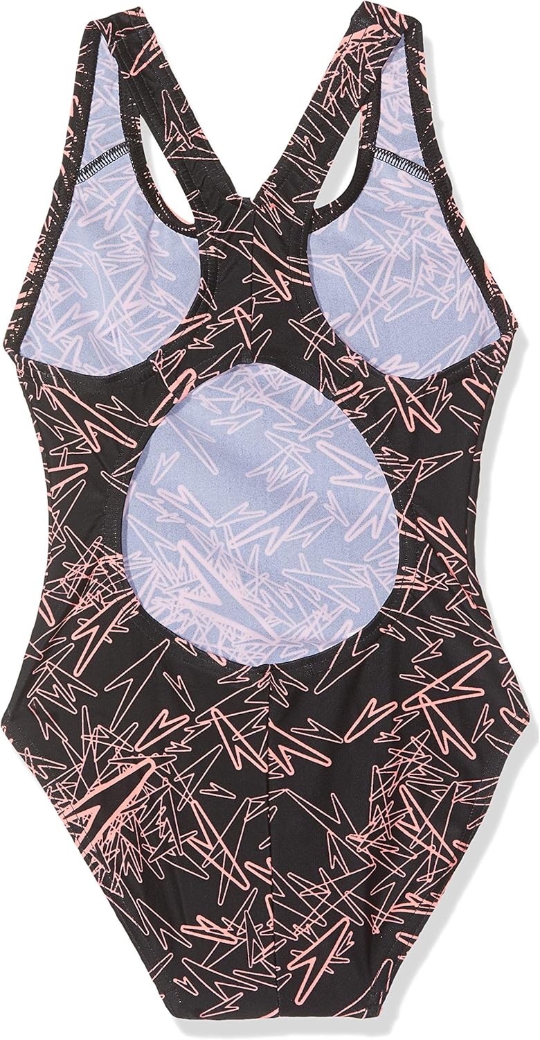 Speedo Girl's Digital Printed Swimsuit Swimsuit (Pack of 1) 116 Black/Flash, 116 Black/Flash