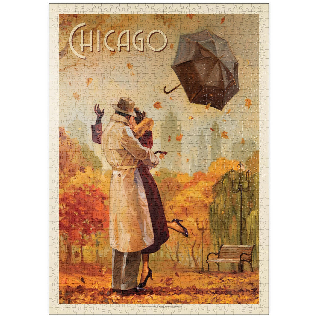Chicago: Windy City Kiss, Vintage Poster - Premium 1000 Teile Puzzle - MyPuzzle Sonderkollektion von