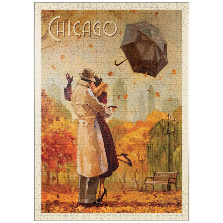 Chicago: Windy City Kiss, Vintage Poster - Premium 1000 Teile Puzzle - MyPuzzle Sonderkollektion von