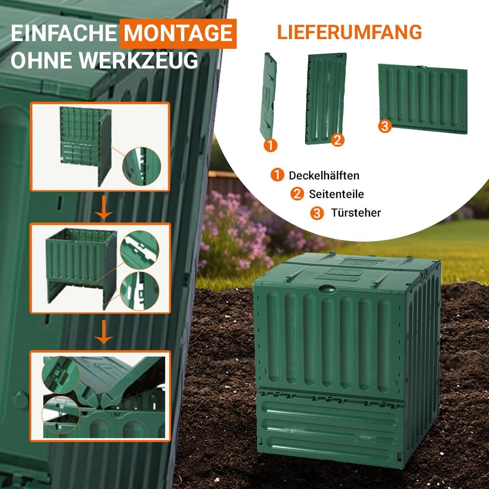 Garantia Geschlossener Schnell-Komposter 400 Liter: ECO-King, grün, aus 100% recyceltem PP, jetzt gü